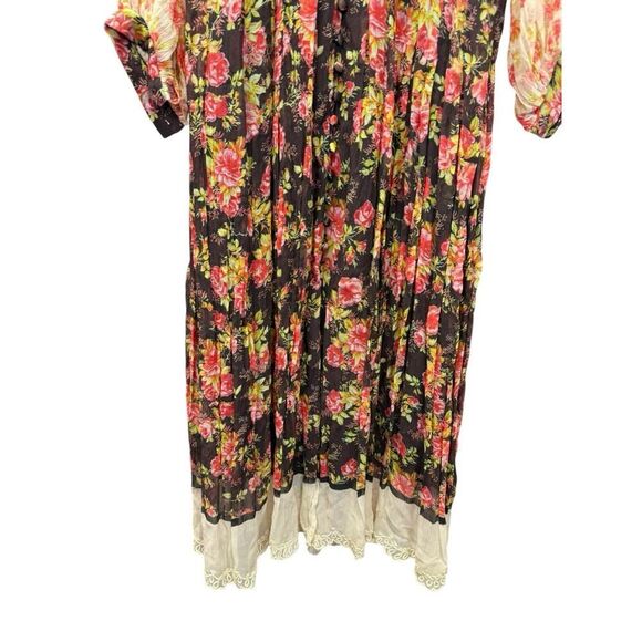 Hemant & Nandita Boho Floral Maxi Dress Peasant Sleeves Romantic S - Picture 5 of 12